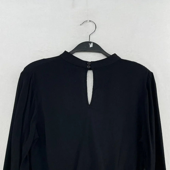 Forever 21 Blouse Womens S Black Pullover Draped V-Neck Knot Hem Keyhole Back - Picture 8 of 11